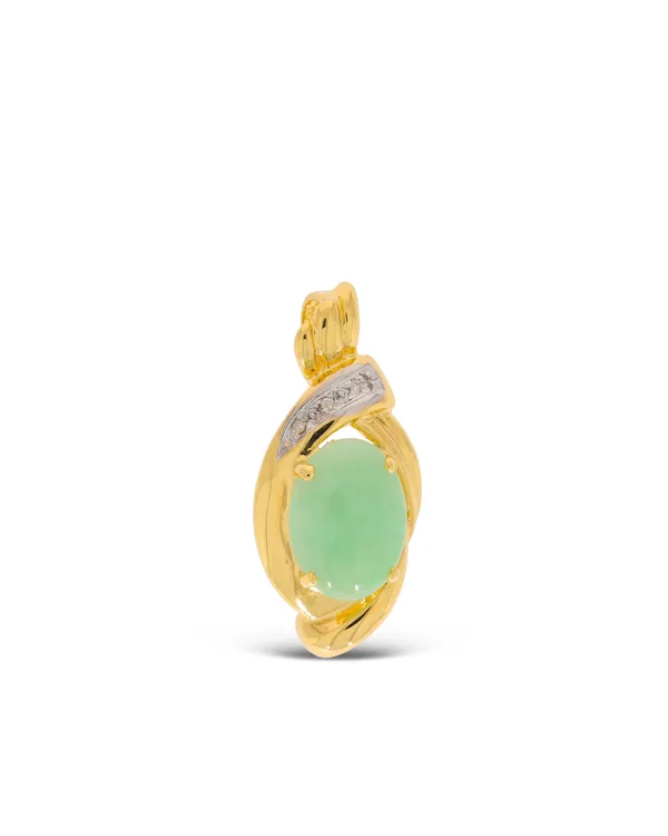 Anhänger - Gelbgold mit Jade-Stein und Brillanten