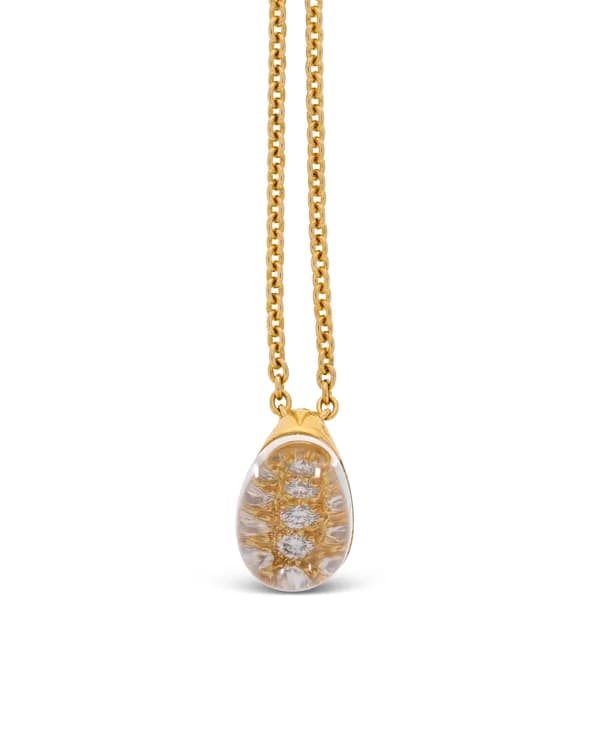 Halskette mit Anhänger – CARTIER Gelbgold mit Quarz und Brillanten