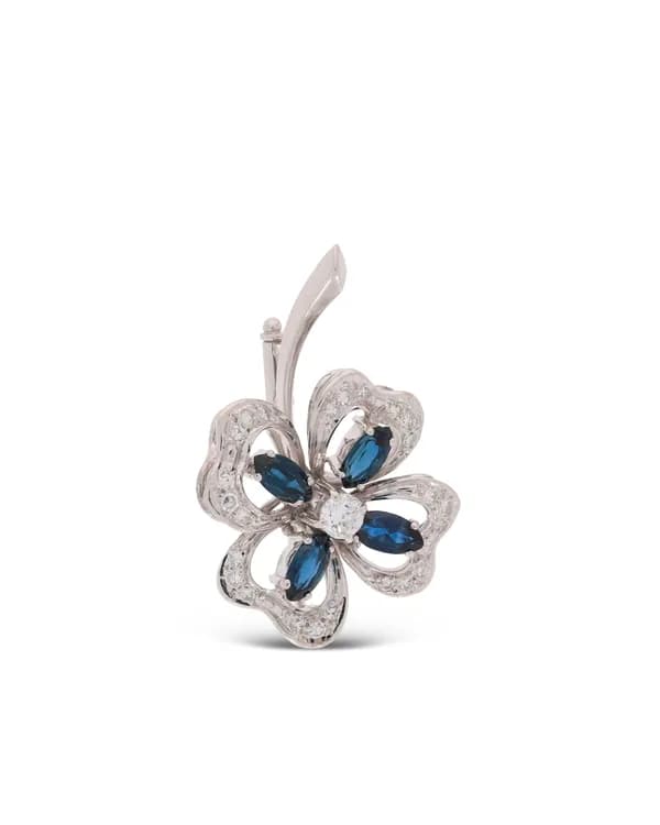 Brosche – BUCHERER Weissgold mit Saphiren und Diamanten
