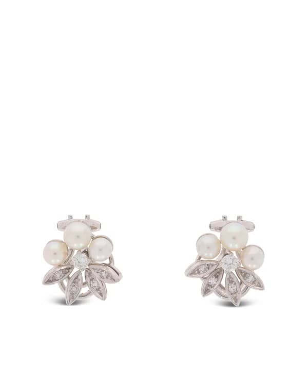 Ohrclips – BUCHERER Weissgold mit Perlen und Diamanten