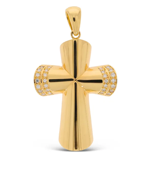 Kreuz-Anhänger – Gelbgold mit Brillanten