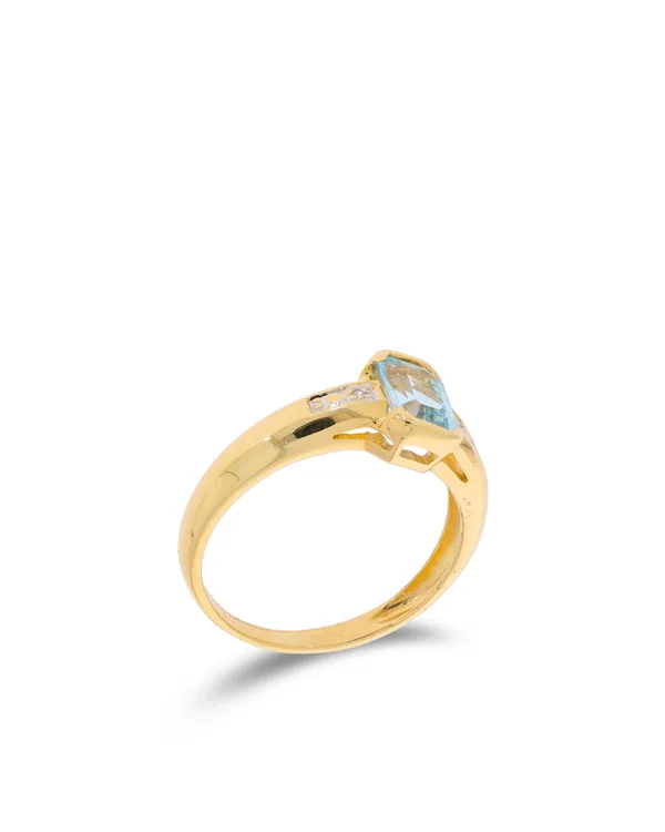 Bague pour dame – CHRIST or jaune avec aigue-marine et brillants