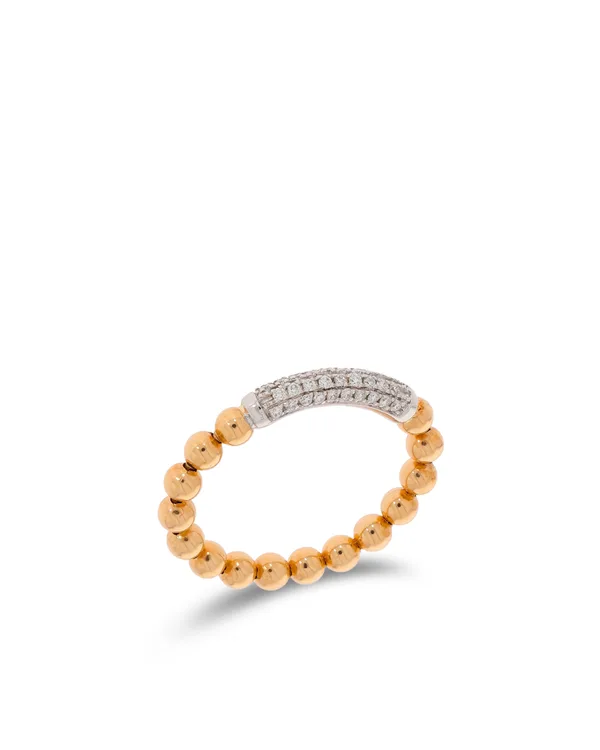Kugel-Ketten-Ring „RÜSCHENBECK“ Roségold/ Weissgold mit Diamanten