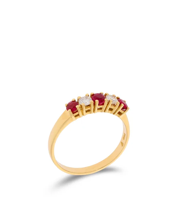 Damenring – Gelbgold mit Rubinen 0.64ct und Diamanten 0.27ct