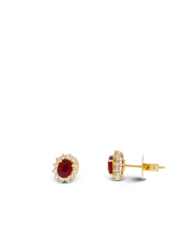Ohrstecker - Gelbgold mit Rubin und Brillanten 0.24ct