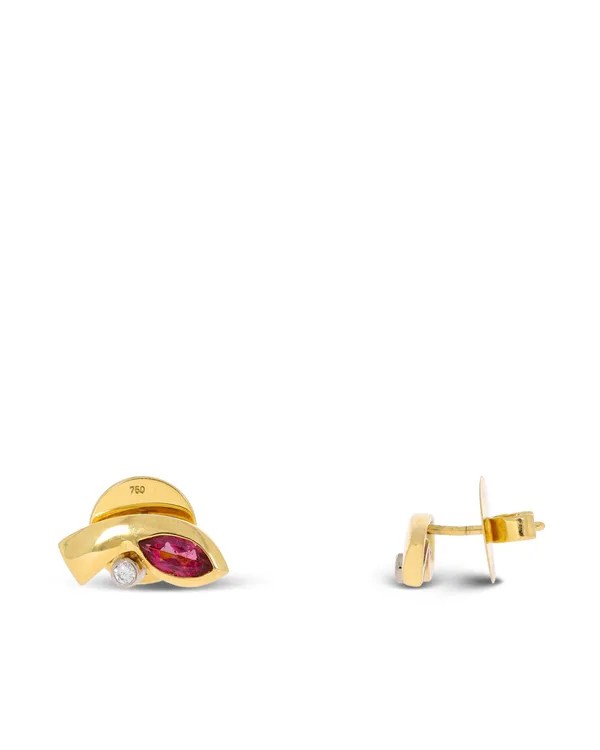 Ohrstecker - Gelbgold mit Turmalin und Diamant