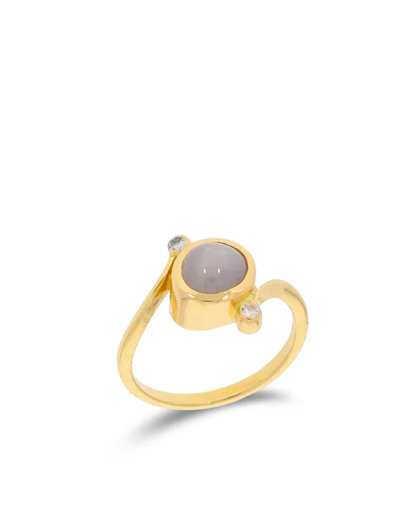 Damenring – Gelbgold mit Mondstein und Brillanten