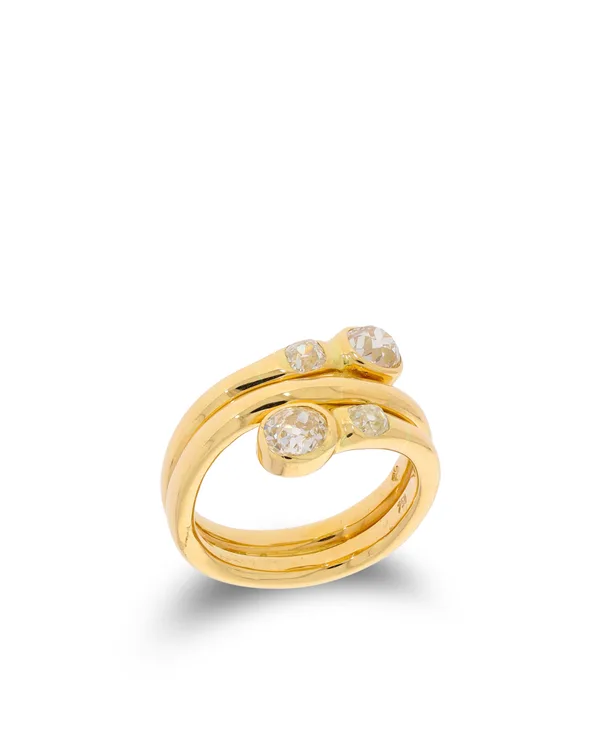 Damenring – Gelbgold mit Diamanten