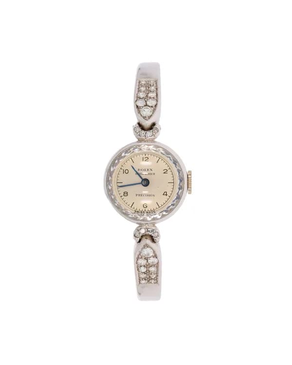 Damenuhr – ROLEX Vintage Weissgold mit Diamanten