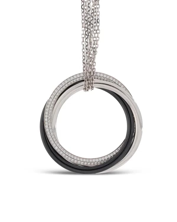 Anhänger - CARTIER Trinity Weissgold mit Keramik und Diamanten