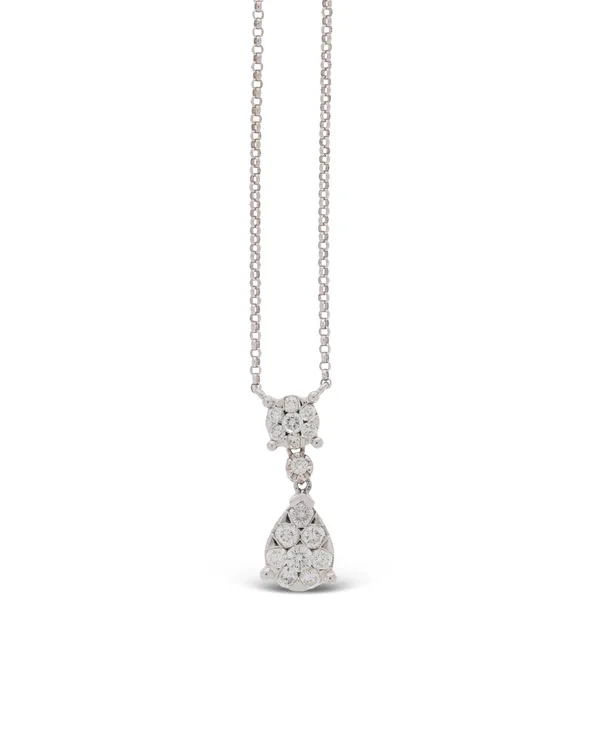 Halskette mit Anhänger – Weissgold mit Diamanten 0.64
