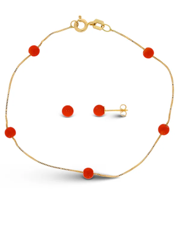Set – Gelbgold mit Koralle