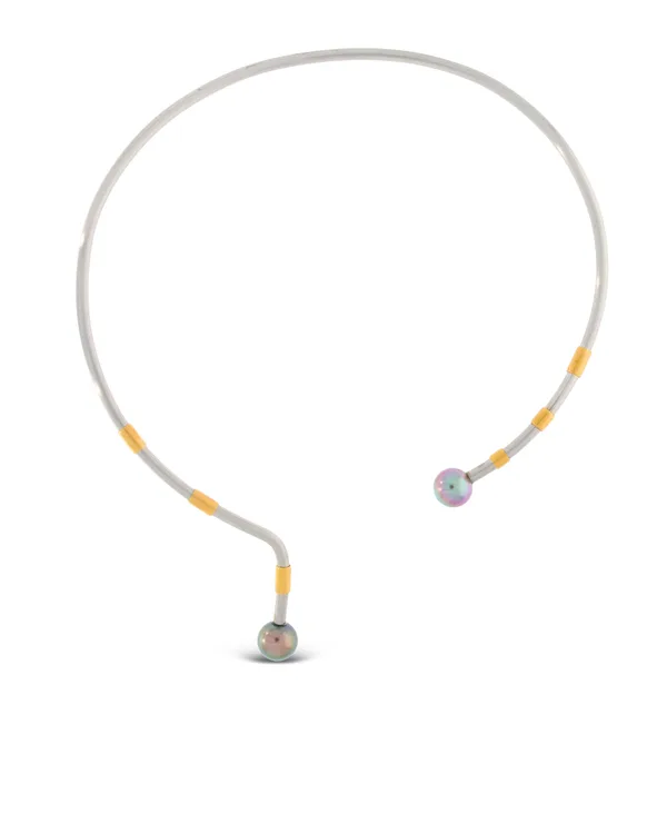 Halsreif – Platin mit Gold und Tahitiperlen