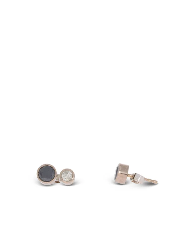 Ohrstecker - Weissgold mit weissen und schwarzen Diamanten
