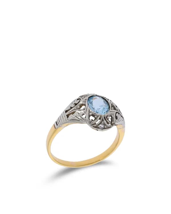 Damenring - Bicolor mit Aquamarin