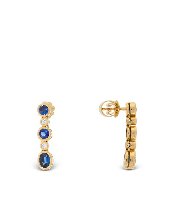 Ohrstecker - Gelbgold mit Saphiren ud Diamanten 0.12ct