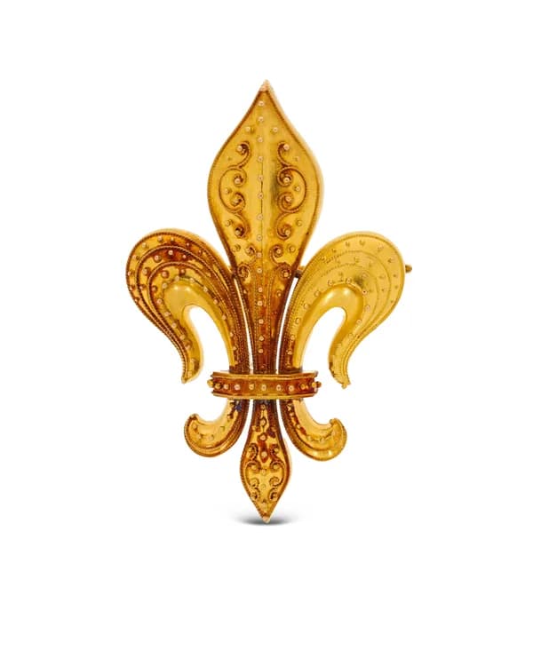 Brosche - "Schwertlilie" Gelbgold