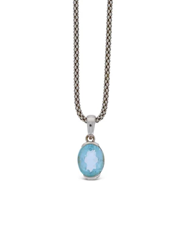 Halskette – Weissgold mit Aquamarinanhänger