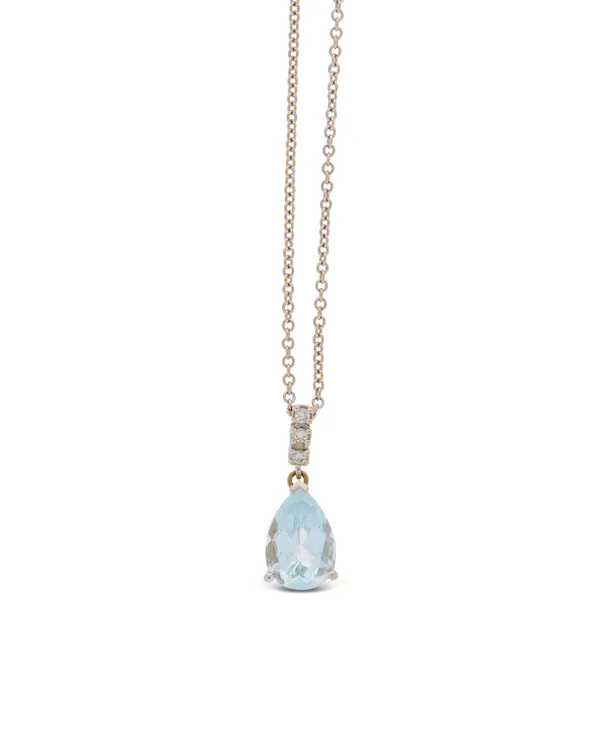 Halskette mit Anhänger - BUCHERER Weissgold mit Aquamarin und Diamanten 0.03ct