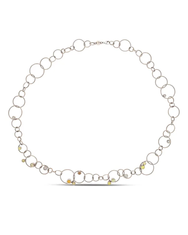 Halskette – Weissgold mit Farb-Diamanten 2.20ct