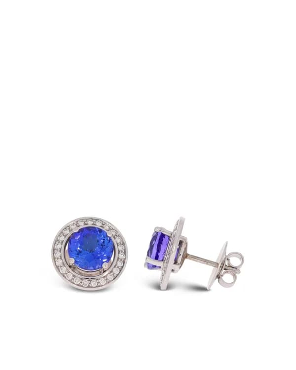 Ohrstecker – Weissgold mit Diamanten 0.50ct und Tansanit 5.95ct