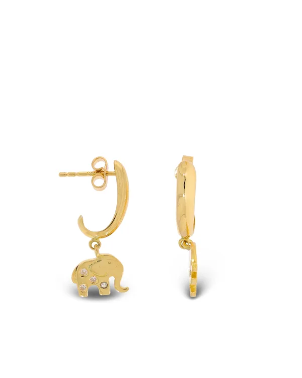 Ohrstecker – Gelbgold „Elefanten“ mit Diamanten 0.08ct