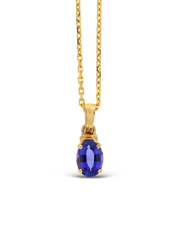 Anhänger mit Halskette - Gelbgold mit Tansanit 2.9ct
