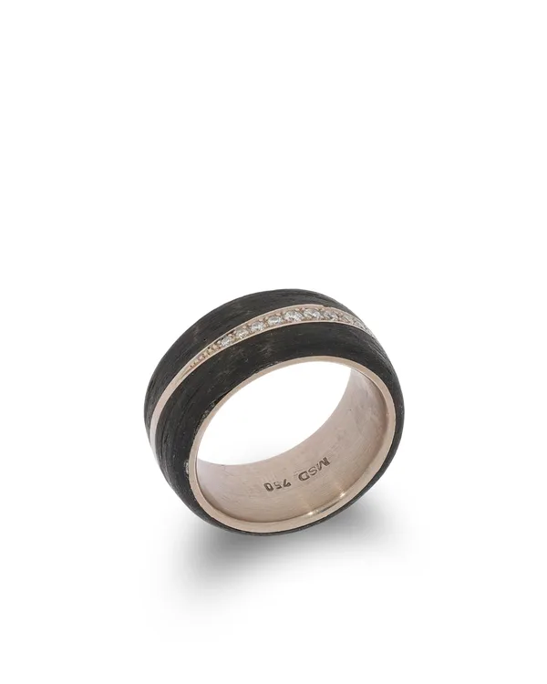 Damenring – MSD Weissgold mit Carbon und Brillanten