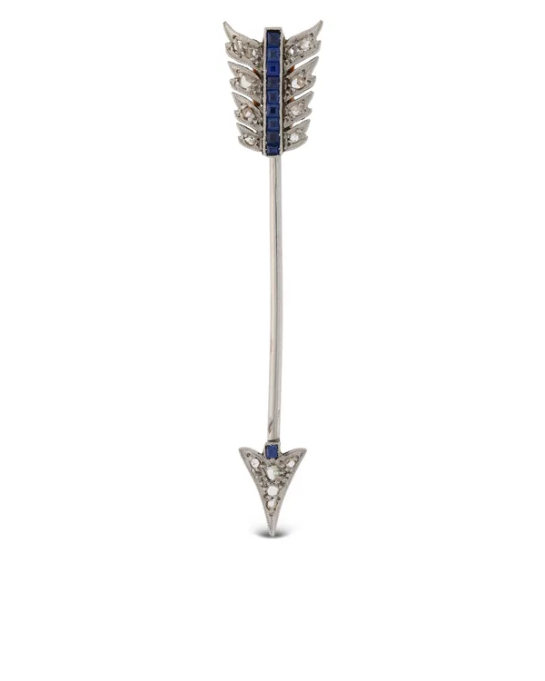 Anstecknadel – Platin/ Gelbgold mit Saphiren und Diamanten