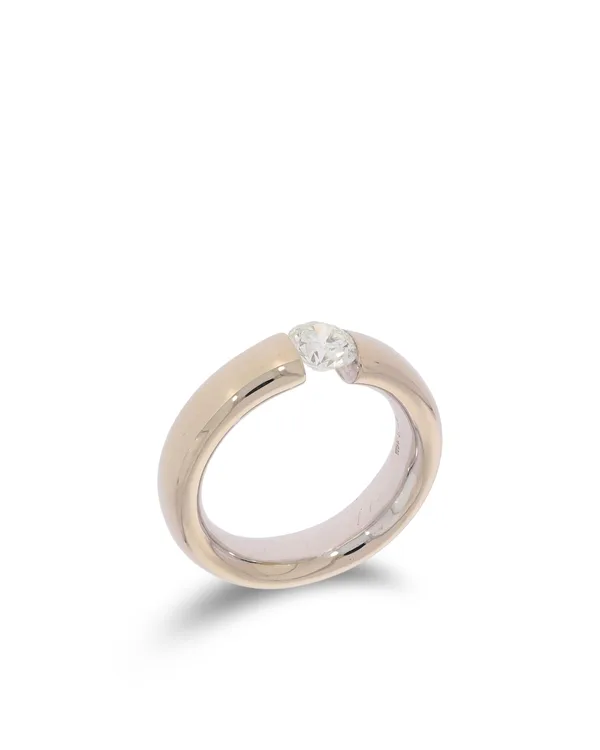Damenring (Spannring) – Weissgold mit Diamant 0.75ct