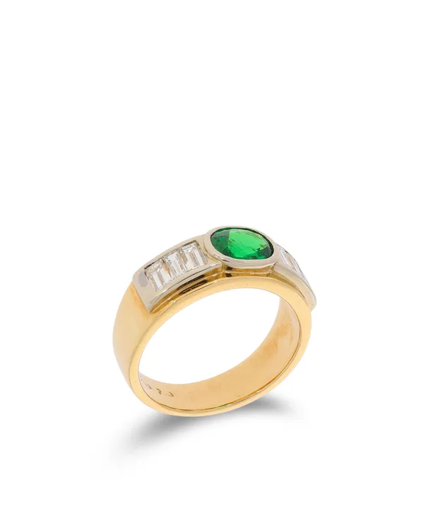 Damenring – Tsavorit und Diamanten