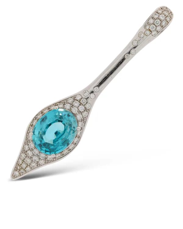 Anhänger - Weissgold mit blauem Zirkon und Diamanten