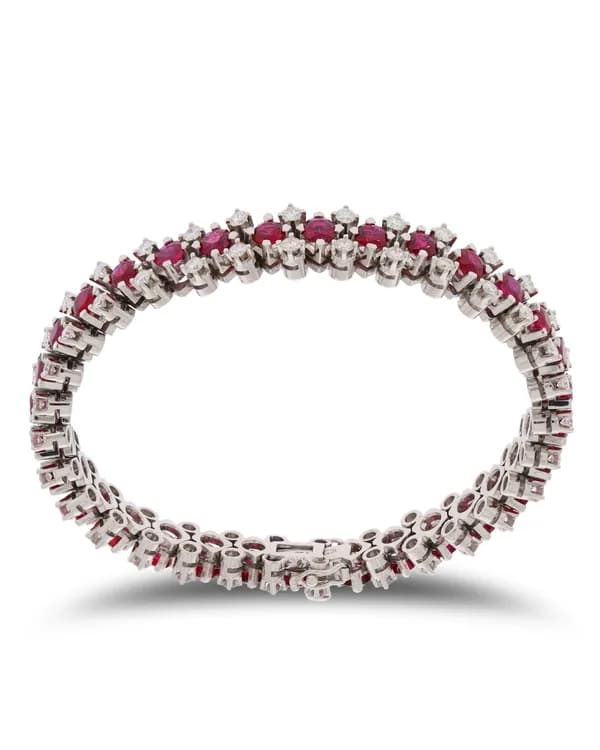 Tennisbracelet – Weissgold mit Rubin und Diamanten