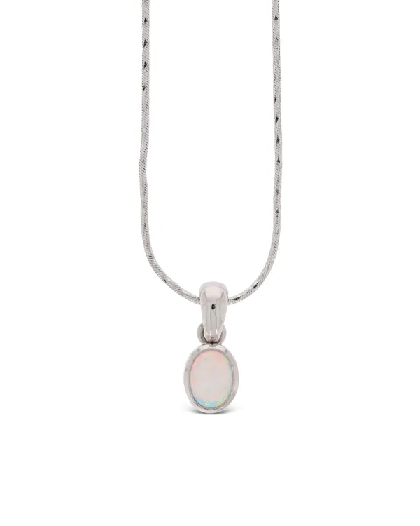 Anhänger mit Halskette - Weissgold mit Opal