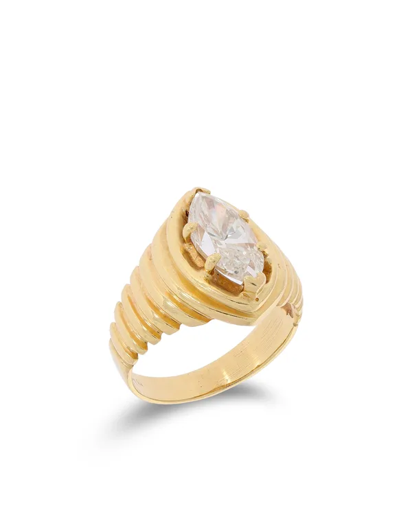 Damenring – Gelbgold mit Navette Diamant 1.90ct