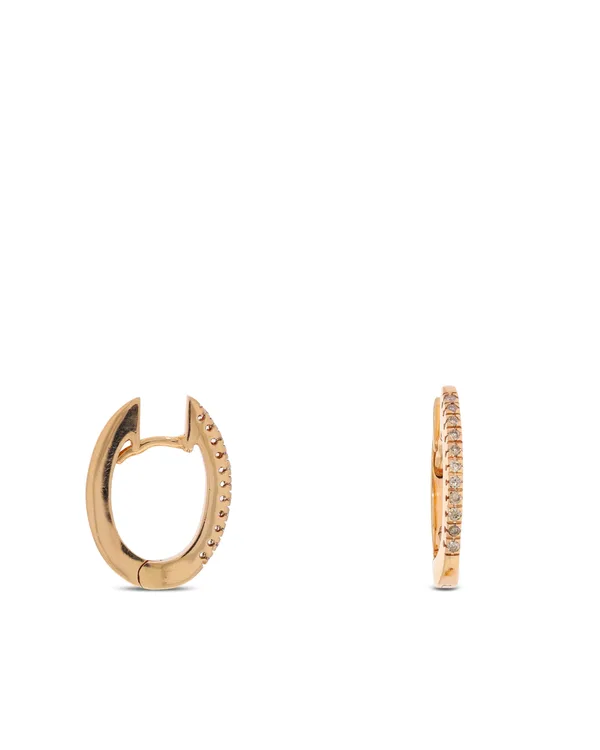 Creolen (Huggie-Ohrringe) - Gelbgold mit Diamanten