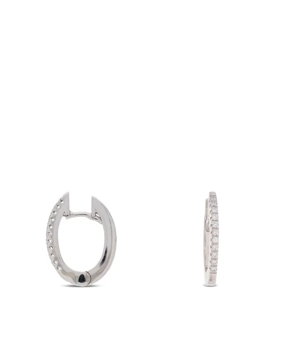 Creolen (Huggie-Ohrringe) - Weissgold mit Diamanten