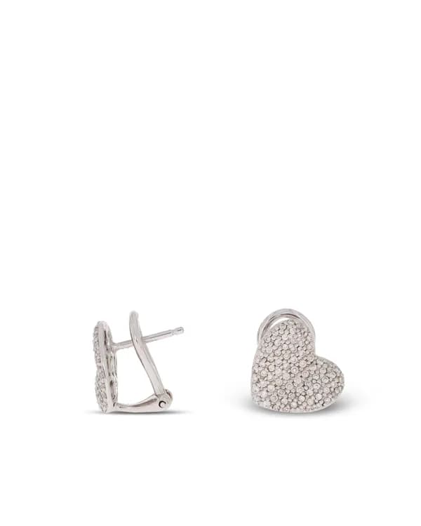 Ohrstecker - Weissgold Herzen mit Diamanten