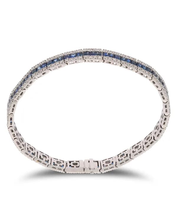 Tennisbracelet - Weissgold mit Saphiren und Diamanten