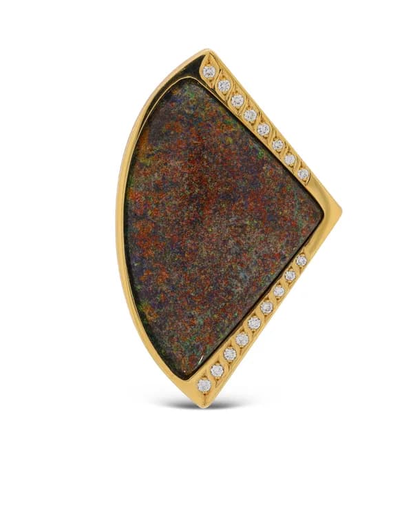 Anhänger - Gelbgold mit Boulderopal und Diamanten 0.32ct
