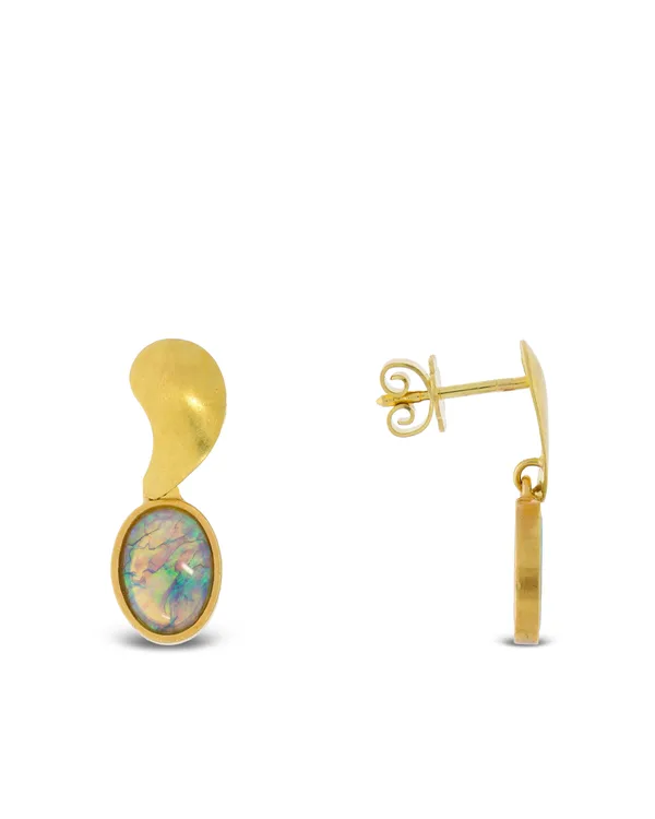 Ohrhänger – Gelbgold mit Opal