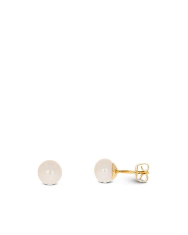 Ohrstecker – Gelbgold mit Süsswasserperlen