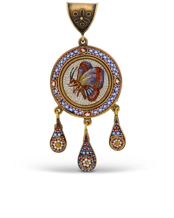 Anhänger Gold mit Mikro-Mosaik Schmetterlingsmotiv