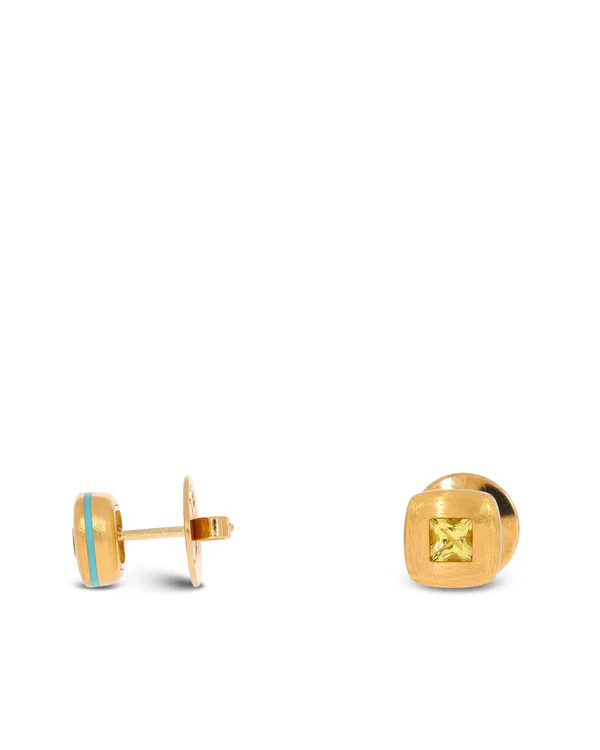 Ohrstecker – Gelbgold mit Peridot und Türkis