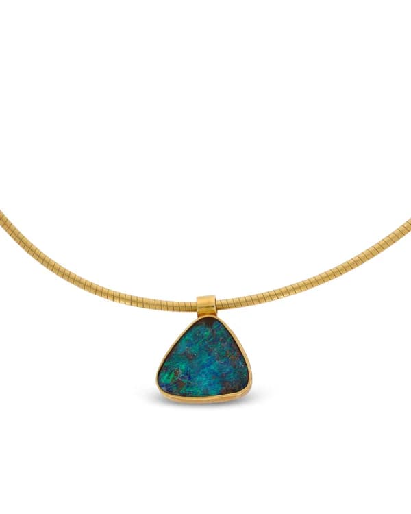 Halsreif mit Anhänger - Gelbgold mit Opal