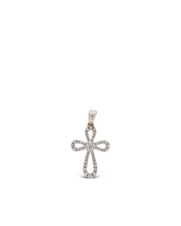 Kreuz-Anhänger - Weissgold mit Diamanten