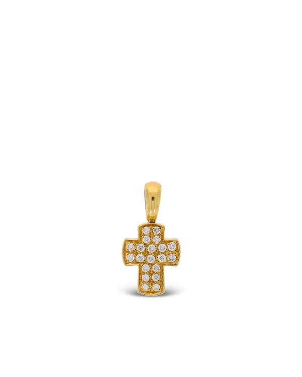 Kreuz-Anhänger – KURZ Gelbgold mit Diamanten 0.18ct
