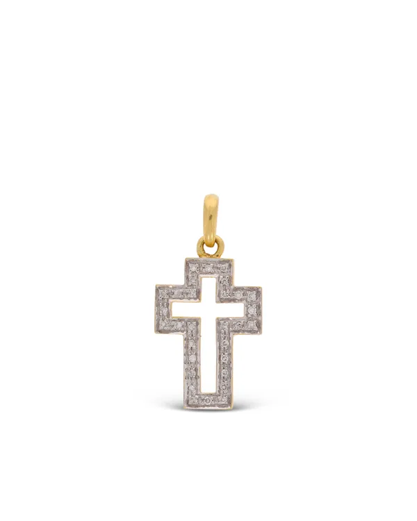 Kreuz-Anhänger - bicolor mit Diamanten 0.15ct
