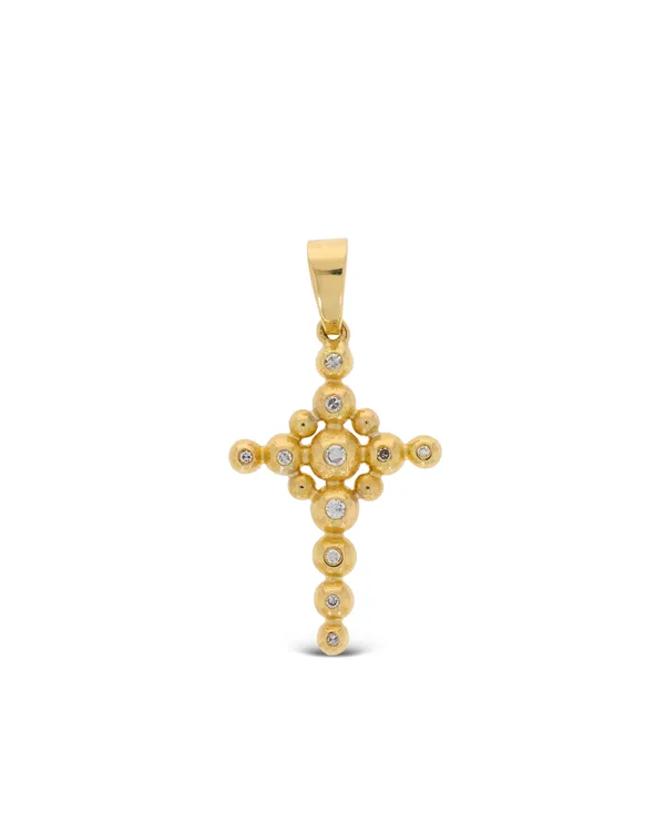 Kreuz-Anhänger - Gelbgold mit Diamanten
