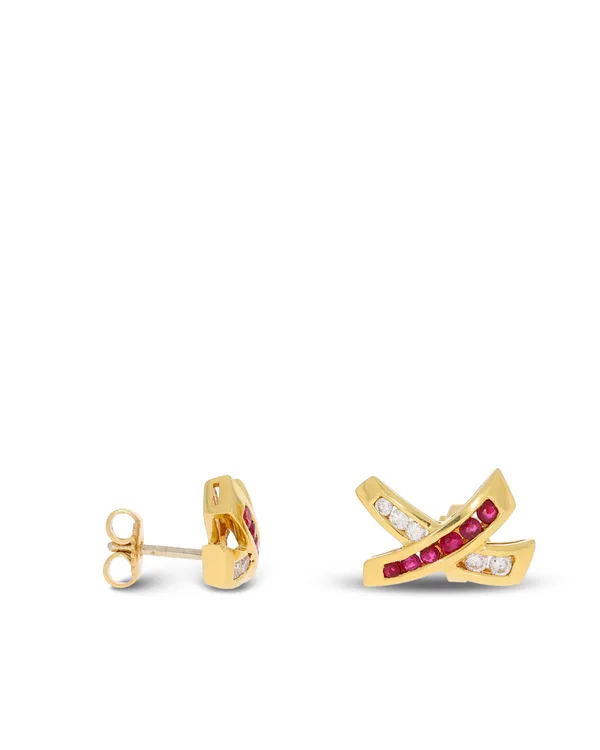 Ohrstecker – BUCHERER Gelbgold mit Rubin und Diamanten 0.22ct